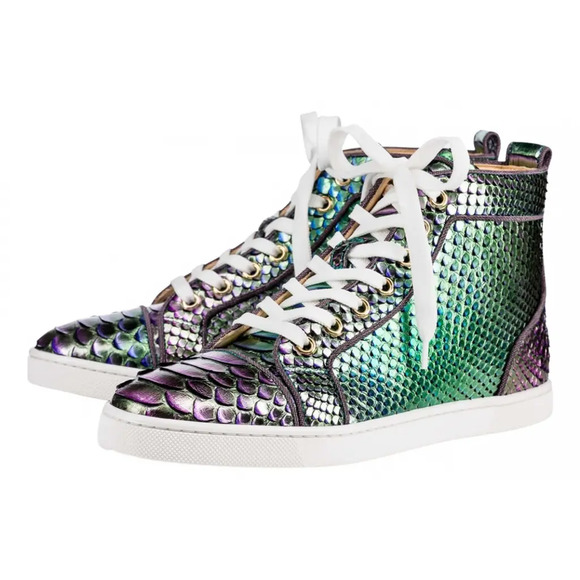 Christian Louboutin Bip Bip Orlato Flat Python Snakeskin High Top Sneaker 41 - Picture 1 of 14